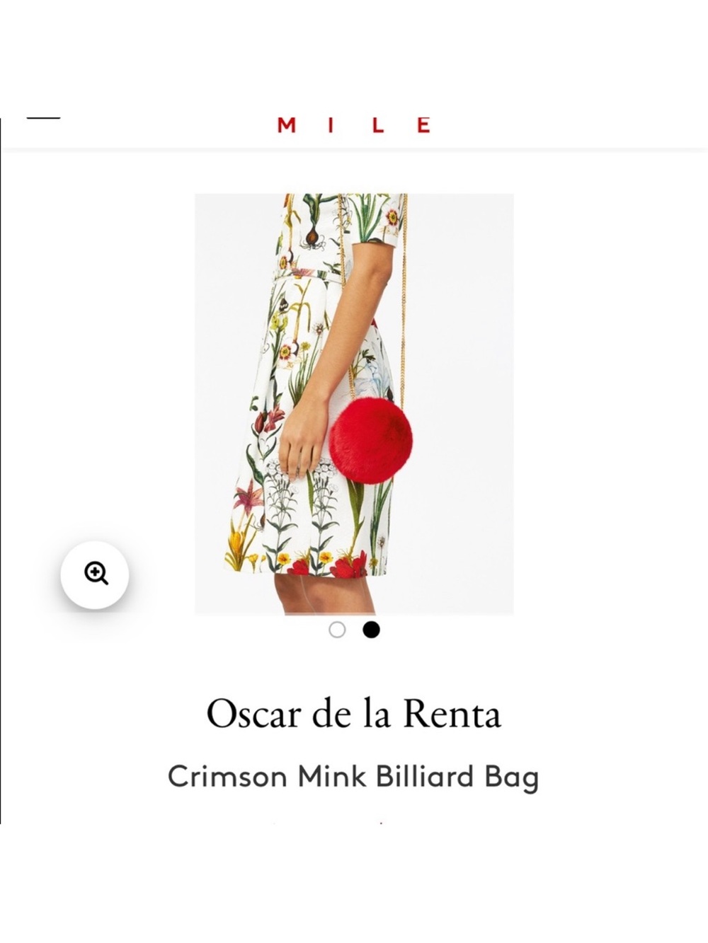 Oscar de la Renta Red Round Mink Mini Bag with Chain Strap
